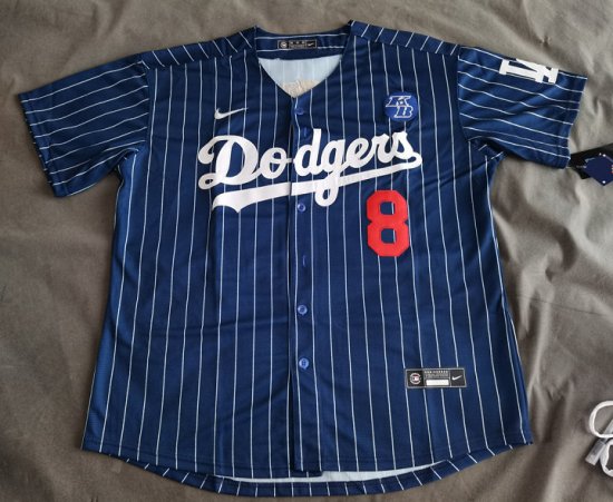 NBA 8 Front 24 back Bryant Dodgers baseball Maillot bleu stripe blanc